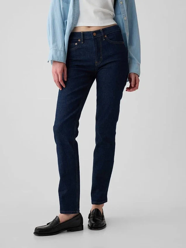 Vintage Slim Jeans o średnim stanie