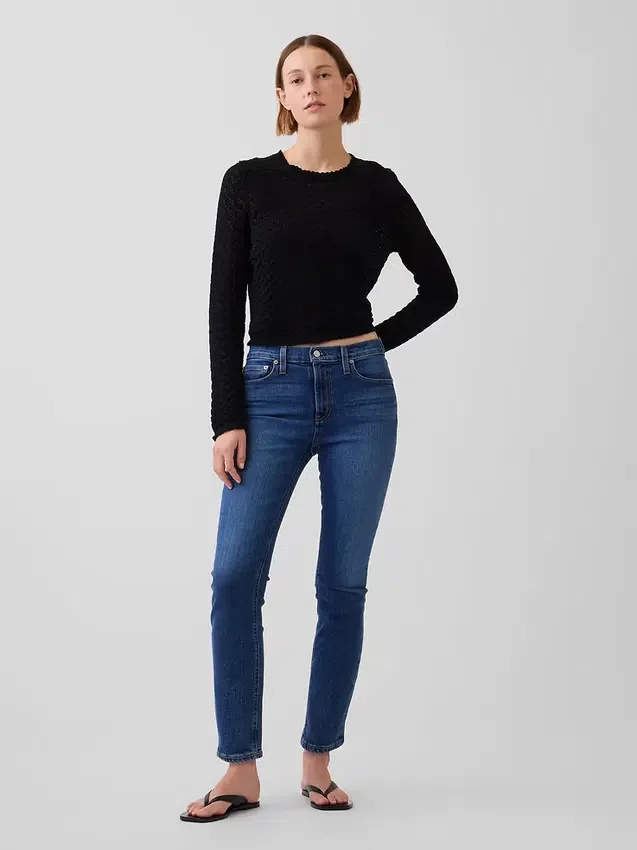 Vintage Slim Jeans o średnim stanie