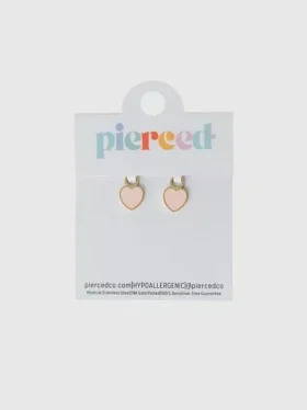 Wisiorek w kształcie brzoskwiniowego serca marki Pierced Co do kolczyków typu huggie
