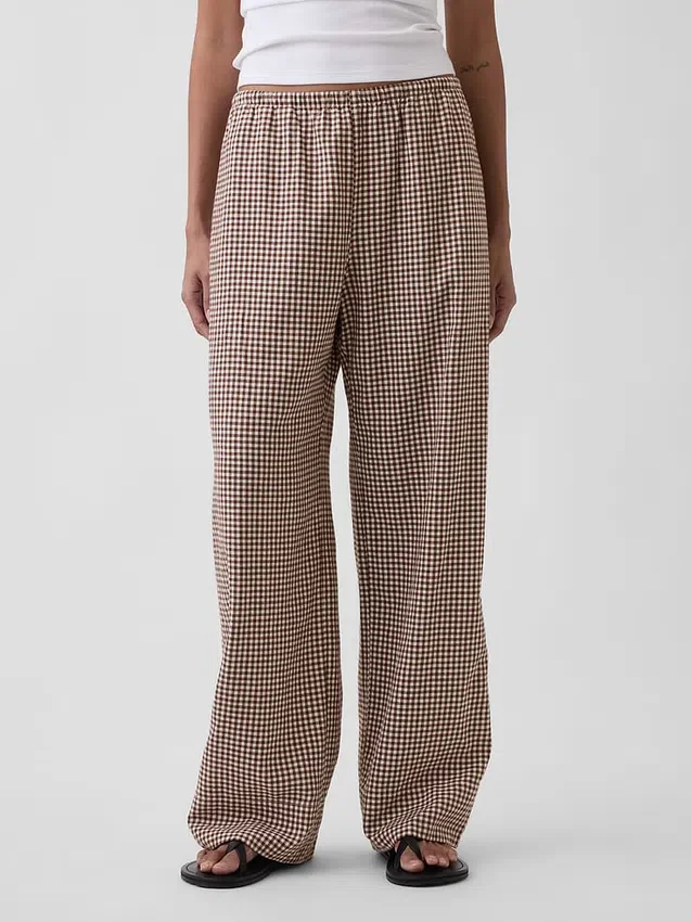 Wygodne spodnie z szerokimi nogawkami z mieszanki lnu