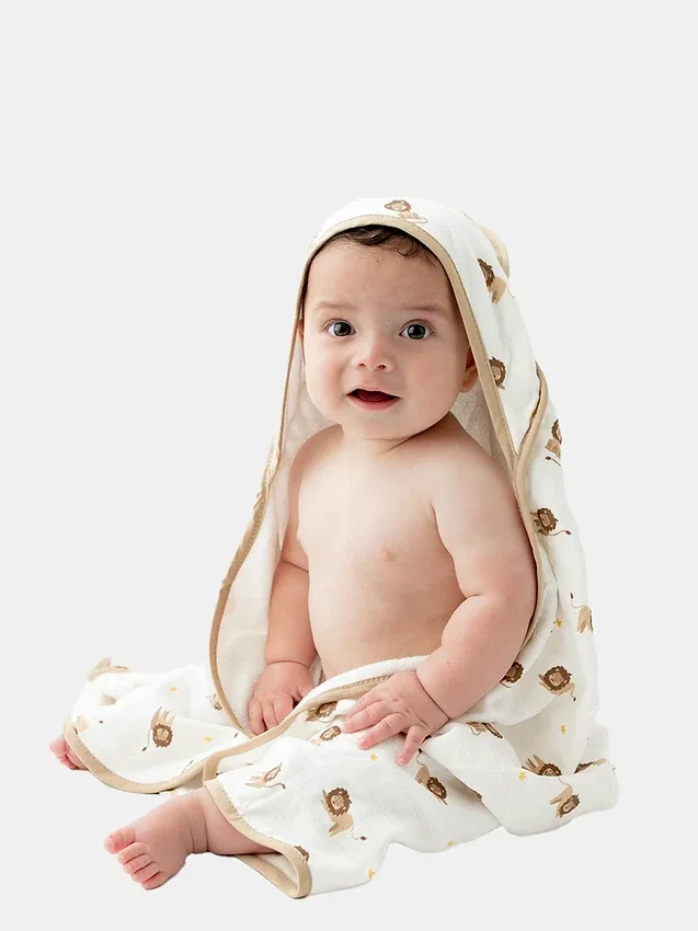 Zestaw bambusowych ręczników z kapturem „Little Lion”