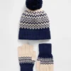 Zestaw czapki i rękawiczek dla dzieci CashSoft w stylu Fair Isle