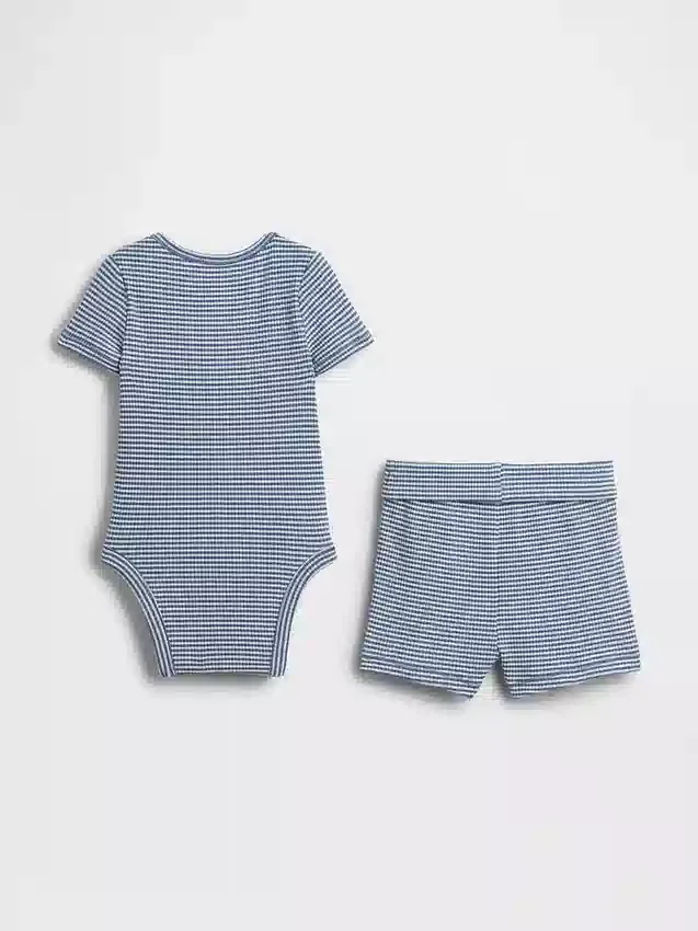 Zestaw dla niemowląt „Grow-With-Me” z krótkimi szortami z dzianiny typu tinyrib