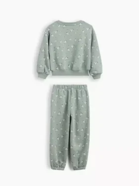 Zestaw dla niemowląt i Maluchów: bluza i spodnie dresowe z nadrukiem kwiatowym z materiału Vintagesoft