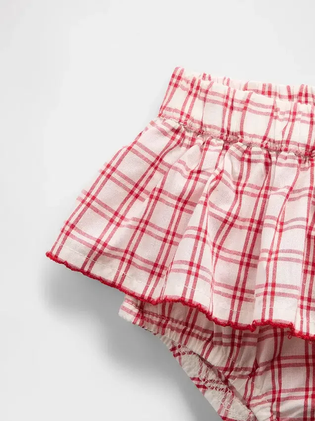 Zestaw dla niemowląt: koszulka bez rękawów z motywem Brannan Bear i spódniczka-szorty w kratę