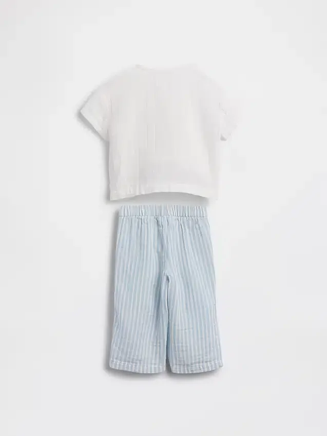 Zestaw dla niemowląt z bawełnianej gazy w stylu Henley