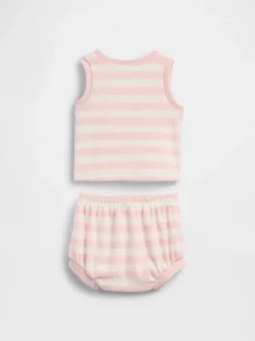 Zestaw dla niemowląt z ręcznikowej dzianiny frotte w paski