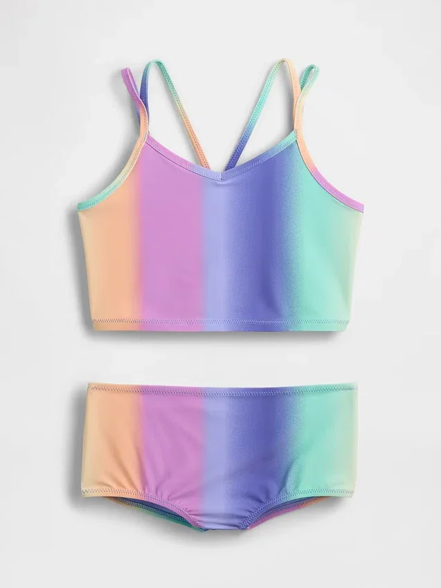 Zestaw kąpielowy dla dzieci: top tankini i szorty typu boy short