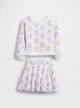 Zestaw spódniczki i bluzy dla niemowląt i Maluchów z serii Vintagesoft w kwiatowy wzór