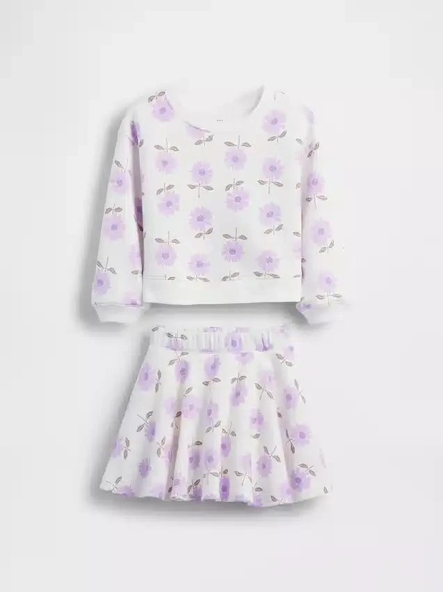 Zestaw spódniczki i bluzy dla niemowląt i Maluchów z serii Vintagesoft w kwiatowy wzór