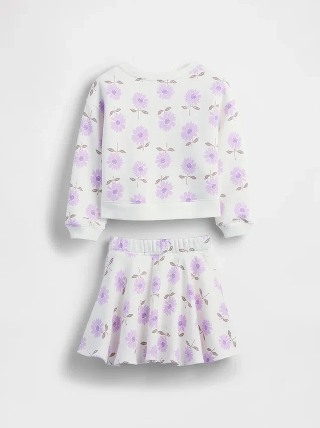 Zestaw spódniczki i bluzy dla niemowląt i Maluchów z serii Vintagesoft w kwiatowy wzór